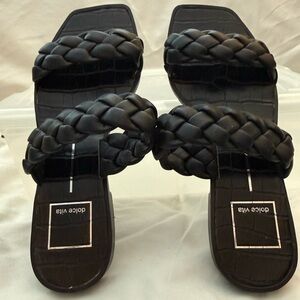 Dolce Vita Indy Black Braided Slide Sandals